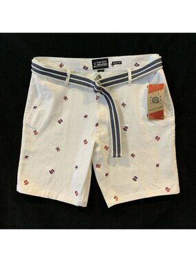 Raw Yarn Industries Patriotic Shorts Sz 38 White Stretch Twill Independence Day